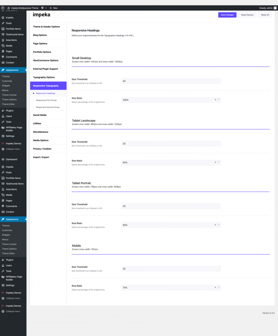 Impeka Responsive Typography Options