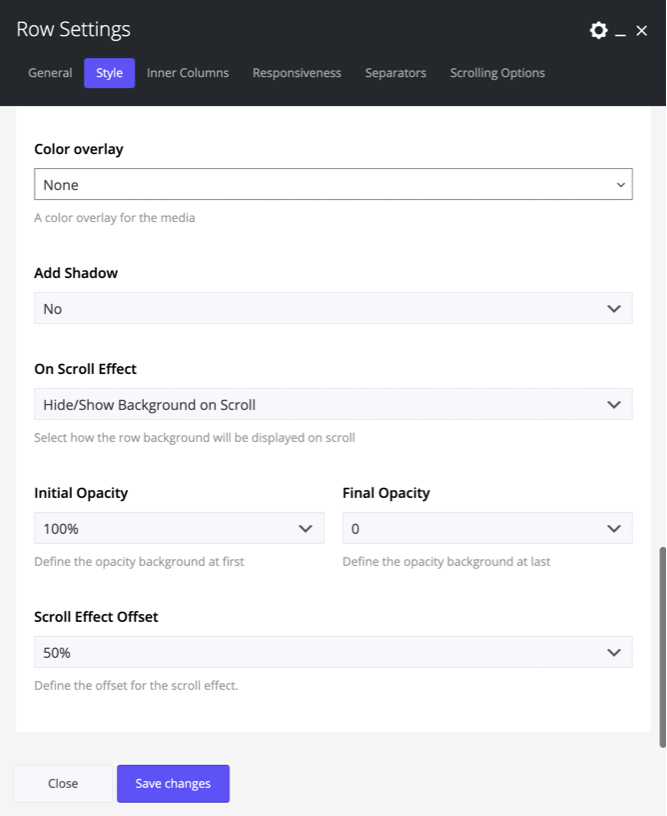 On scroll row effect in Impeka premium theme by Greatives