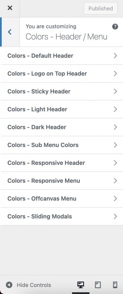 Color Header - Menu in Impeka