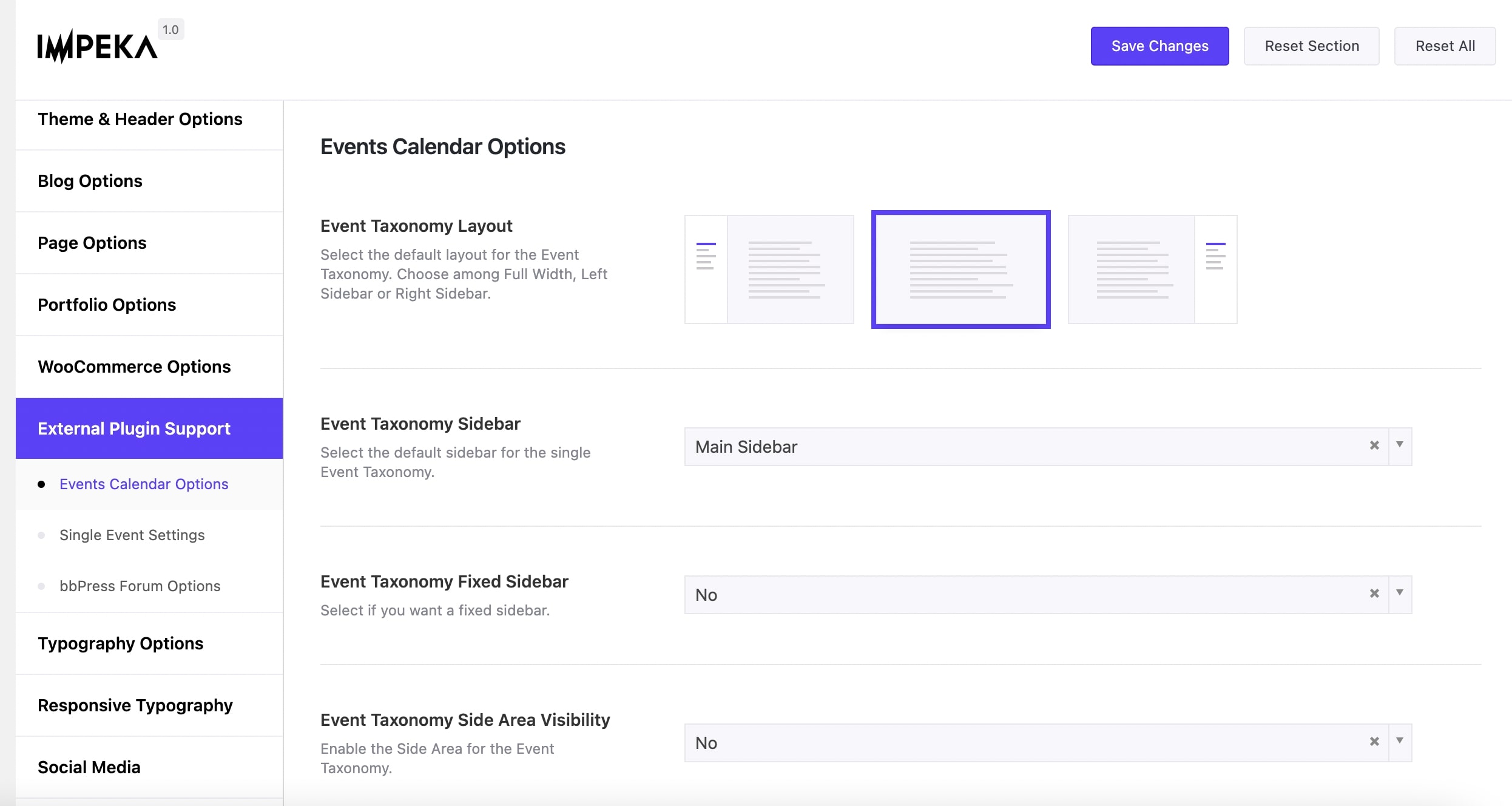 Events Calendar Options in Impeka