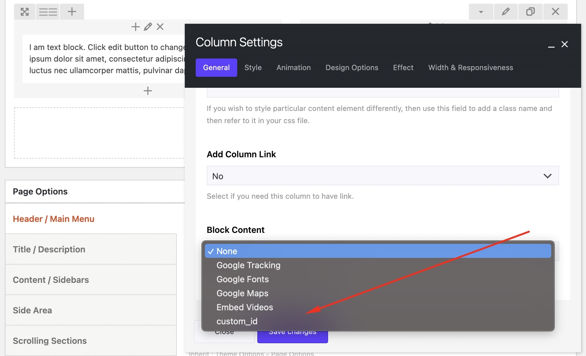 Column Block Content in Impeka