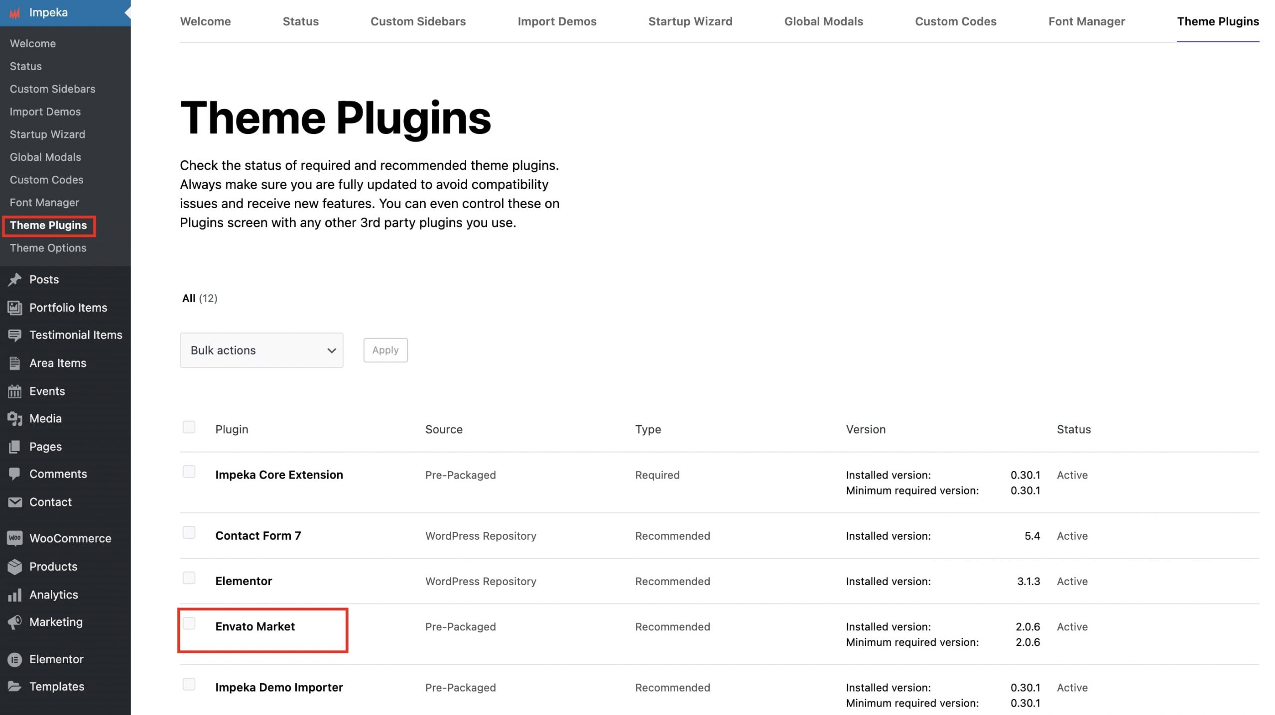 Envato Market plugin in Impeka