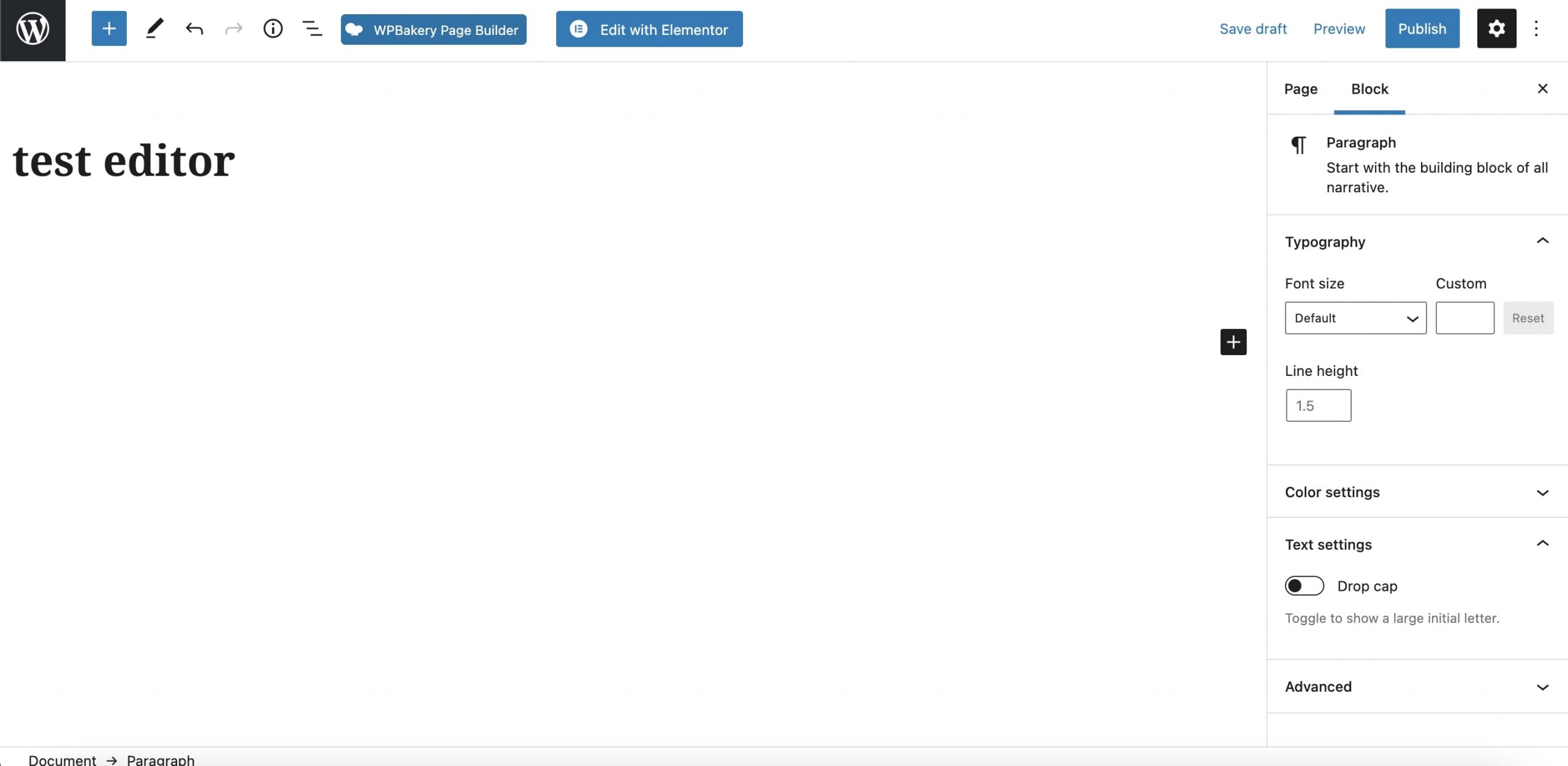 Gutenberg editor in Impeka