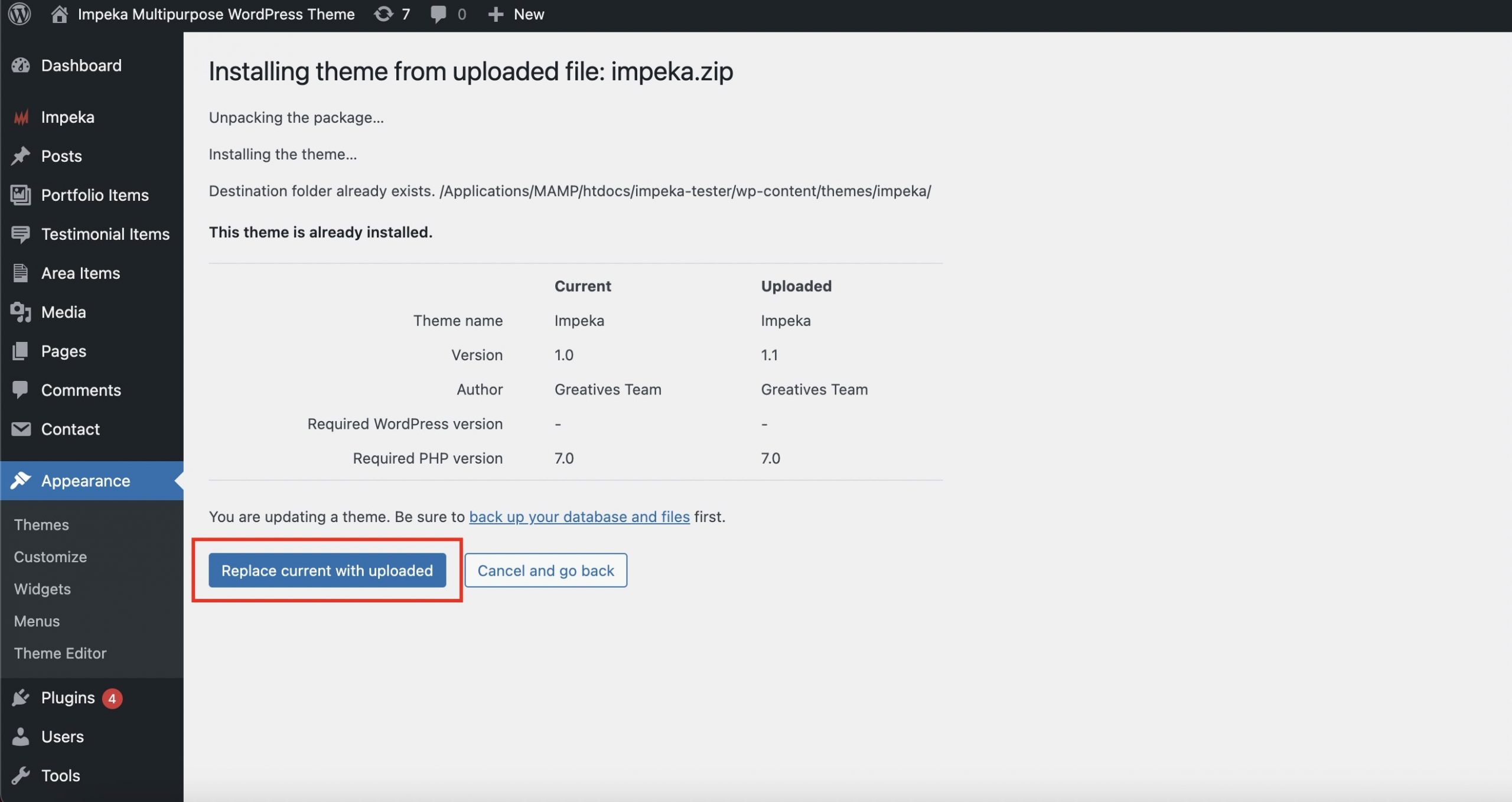 Update Impeka - Upload New Release