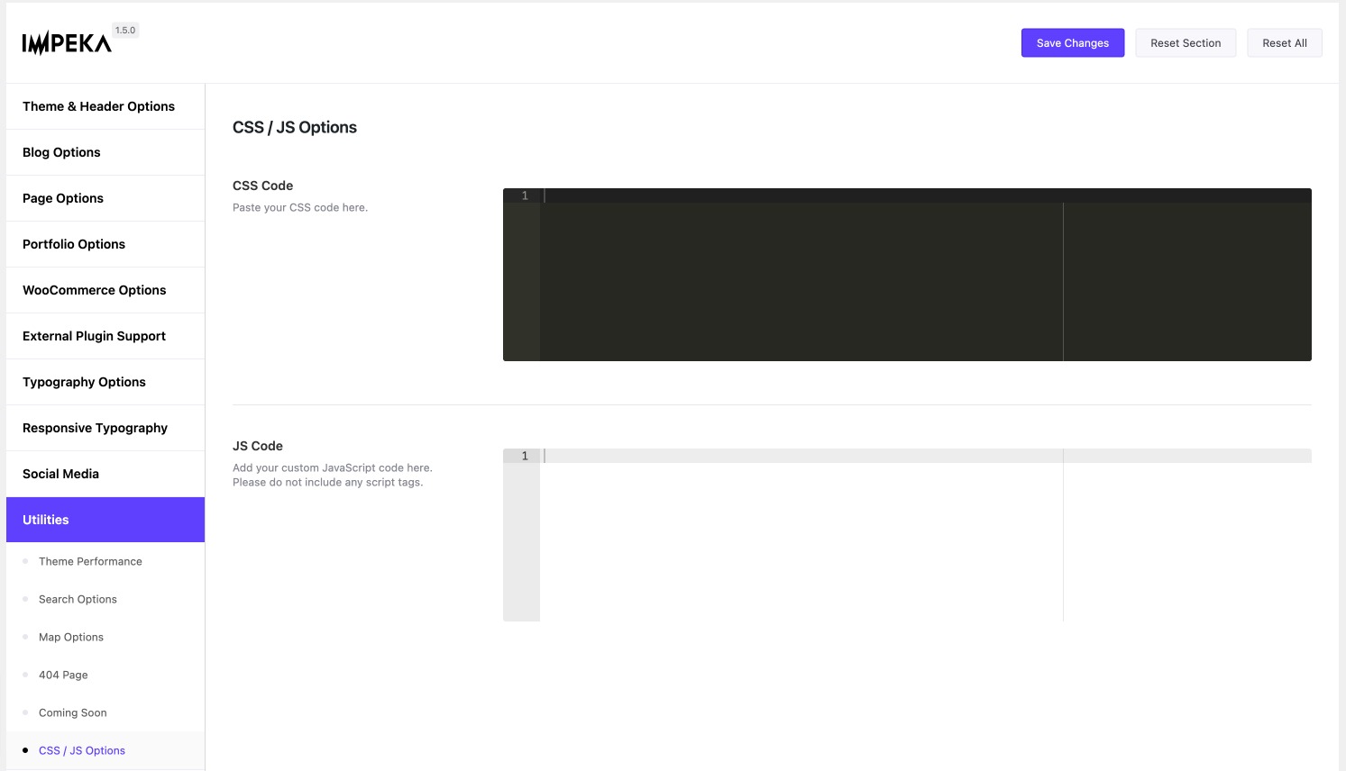Custom CSS/JS options